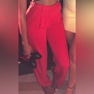 Aritzia Wide Leg Red Pants 00
